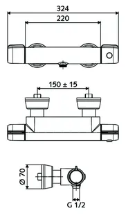 SCHELL AP-Duscharmatur MODUS MD-T/u Auf/Zu, Thermostat, Anschl. unten, chrom – Bild 2