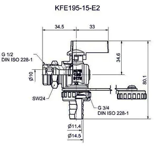 comfort-KFE-Kugelhahn bleifrei Eckform Trinkw. selbstdichtend DN 15(1/2") Ms/vc – Bild 2