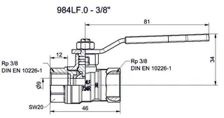comfort-Kugelhahn Universal bleifrei Gas und Trinkw. DN 10 (3/8") Hebelgr. Ms/vc – Bild 2