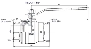 comfort-Kugelhahn Universal bleifrei Gas und Trinkw. DN 40 (11/2") Hebelgr. Ms/vc – Bild 2