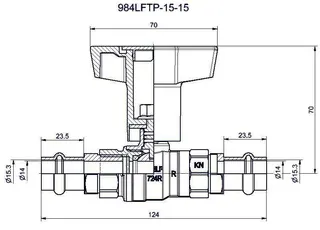 comfort-Kugelhahn bleifrei Trinkwasser Pressanschluss 15mm Iso-T-Griff Ms/vc – Bild 2