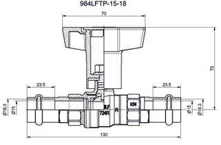 comfort-Kugelhahn bleifrei Trinkwasser Pressanschluss 18mm Iso-T-Griff Ms/vc – Bild 2