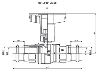comfort-Kugelhahn bleifrei Trinkwasser Pressanschluss 28mm Iso-T-Griff Ms/vc – Bild 2