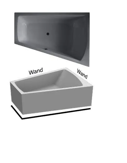 CT 180/130 U links Plus VR weiß Badewanne mit Schürze 2-seitig
