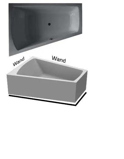 CT 180/130 U rechts Plus VL weiß Badewanne mit Schürze 2-seitig