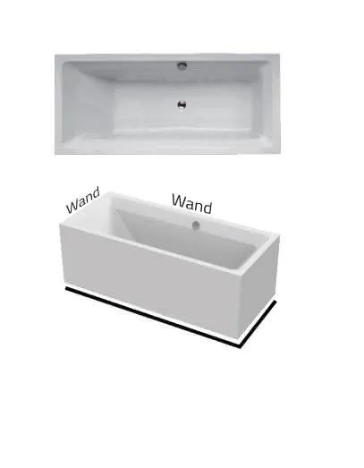 BH 180 Plus VL weiß Überlauf links Badewanne mit Schürze 2-seitig
