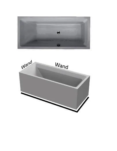 BH 170 Plus VL weiß Überlauf rechts Badewanne mit Schürze 2-seitig