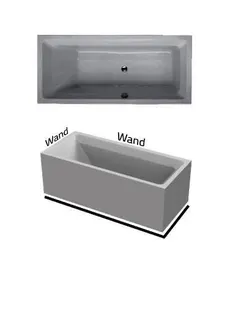 BH 180 Plus VL weiß Überlauf rechts Badewanne mit Schürze 2-seitig