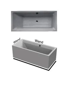 BH 170 Plus VL weiß Überlauf links Badewanne mit Schürze 2-seitig