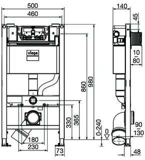 Viega WC Element Prevista Dry 8530.1 mit Dusch WC Anschluss 980mm – Bild 4