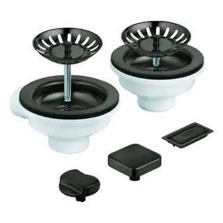 GROHE Spülen-Ablaufgrt. 40998 2 Becken mit Exzenter hard graphite gebürstet