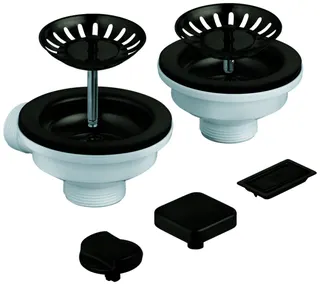 GROHE Spülen-Ablaufgrt. 40998 2 Becken mit Exzenter hard graphite gebürstet – Bild 2