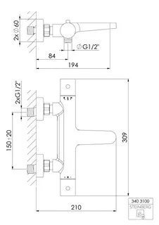Steinberg Aufputzthermostat für Wanne 340 3100, chrom – Bild 2