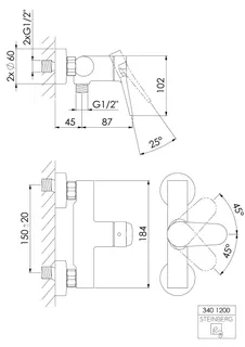 Steinberg Aufputz-Einhebelmischer für Dusche 340 1200, chrom – Bild 2
