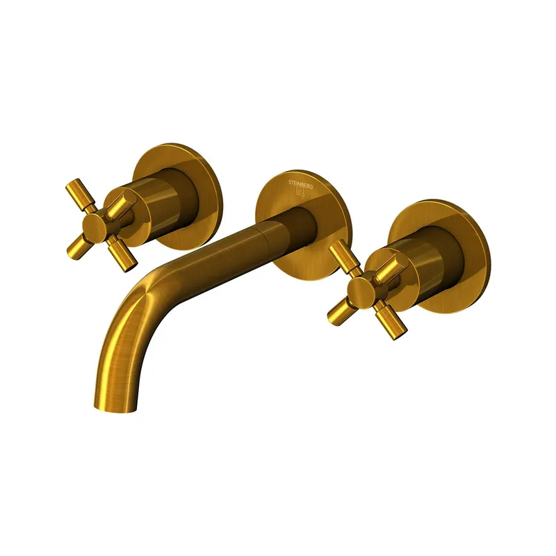 3-Loch Waschtischwandarmatur, 195mm, BG 250 1902 BG, brushed gold