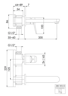 Steinberg Waschtisch-Wand-EHM (FMS) 340 1814 3, chrom – Bild 2