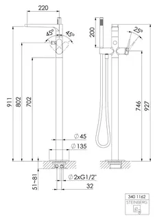 Steinberg Freistehende Wannen-Armatur 340 1162, chrom – Bild 2