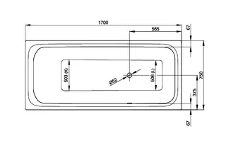 SCALIDO-Stahl-Badewanne Kopfteil links Abl. seitl Antirutsch_Sense 1700x750x450mm ws – Bild 2