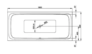 SCALIDO-Stahl-Badewanne DUO Abl. mittig mit Antirutsch_Sense 1800x800x450mm weiß – Bild 2