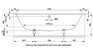 SCALIDO-Stahl-Badewanne DUO Abl. mittig mit Antirutsch_Sense 1900x900x450mm weiß – Bild 2