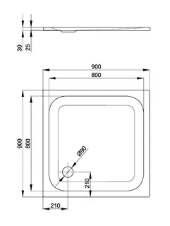 SCALIDO-Stahl-Duschwanne superflach mit Antirutsch_Sense 900x900x25mm weiß – Bild 2