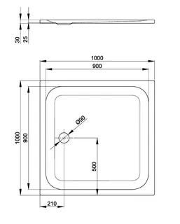 SCALIDO-Stahl-Duschwanne superflach mit Antirutsch_Sense 1000x1000x25mm weiß – Bild 2