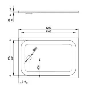 SCALIDO-Stahl-Duschwanne superflach mit Antirutsch_Sense 1200x800x35mm weiß – Bild 2