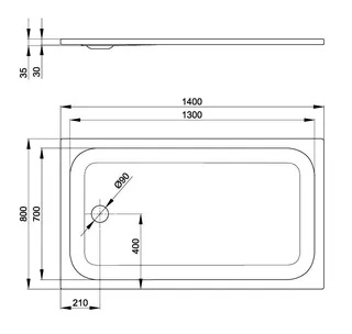 SCALIDO-Stahl-Duschwanne superflach mit Antirutsch_Sense 1400x800x35mm weiß – Bild 2