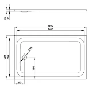 SCALIDO-Stahl-Duschwanne superflach mit Antirutsch_Sense 1500x900x35mm weiß – Bild 2