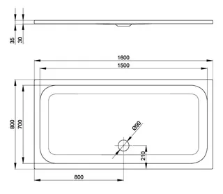 SCALIDO-Stahl-Duschwanne superflach mit Antirutsch_Sense 1600x800x35mm weiß – Bild 2