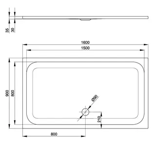SCALIDO-Stahl-Duschwanne superflach mit Antirutsch_Sense 1600x900x35mm weiß – Bild 2
