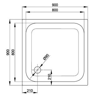 SCALIDO-Stahl-Duschwanne superflach mit Antirutsch_Sense m Waschtisch 900x900x25mm weiß – Bild 2