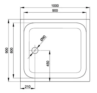 SCALIDO-Stahl-Duschwanne superflach mit Antirutsch_Sense m Waschtisch 1000x900x25mm weiß – Bild 2