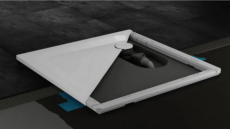 SCALIDO-Stahl-Duschwanne superflach mit Antirutsch_Sense Waschtisch 1000x1000x25mm weiß