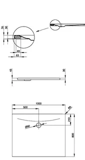 SCALIDO-Stahl-Duschfläche bodeneben mit Antirutsch_Sense m Waschtisch 1000x800x30mm weiß – Bild 2
