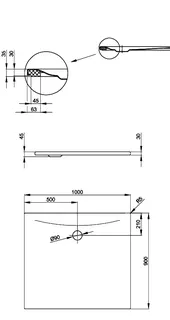 SCALIDO-Stahl-Duschfläche bodeneben mit Antirutsch_Sense m Waschtisch 1000x900x30mm weiß – Bild 2