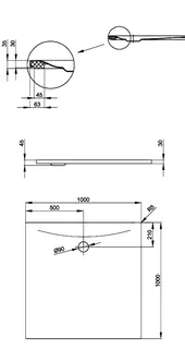 SCALIDO-Stahl-Duschfläche bodeneben mit Antirutsch_Sense Waschtisch 1000x1000x30mm weiß – Bild 2