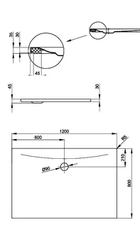SCALIDO-Stahl-Duschfläche bodeneben mit Antirutsch_Sense m Waschtisch 1200x800x30mm weiß – Bild 2