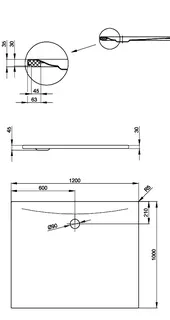 SCALIDO-Stahl-Duschfläche bodeneben mit Antirutsch_Sense Waschtisch 1200x1000x30mm weiß – Bild 2