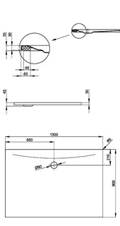 SCALIDO-Stahl-Duschfläche bodeneben mit Antirutsch_Sense m Waschtisch 1300x900x30mm weiß – Bild 2