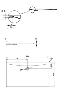 SCALIDO-Stahl-Duschfläche bodeneben mit Antirutsch_Sense m Waschtisch 1400x800x30mm weiß – Bild 2
