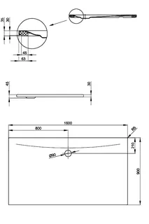 SCALIDO-Stahl-Duschfläche bodeneben mit Antirutsch_Sense m Waschtisch 1600x900x30mm weiß – Bild 2