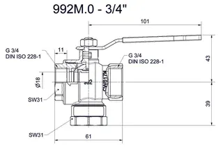 comfort-Heizungsfilterkugelhahn DN 20 (3/4") IG mit Magnet u. Hebelgriff Ms/vc – Bild 2