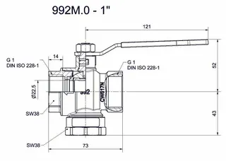 comfort-Heizungsfilterkugelhahn DN 25 (1") IG mit Magnet und Hebelgriff Ms/vc – Bild 2
