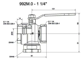 comfort-Heizungsfilterkugelhahn DN 32 (11/4") IG mit Magnet u Hebelgriff Ms/vc – Bild 2