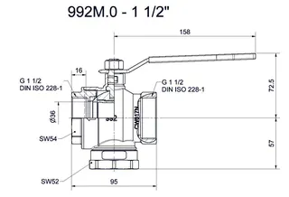 comfort-Heizungsfilterkugelhahn DN 40 (11/2") IG mit Magnet u Hebelgriff Ms/vc – Bild 2