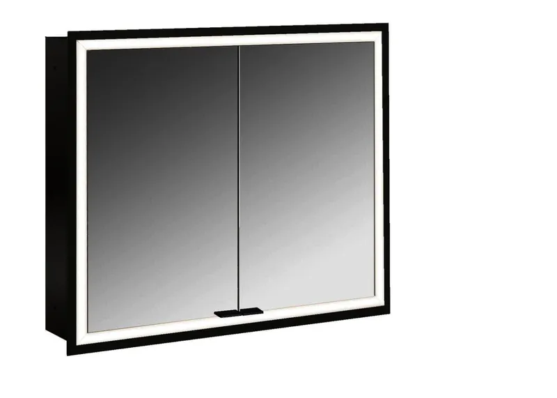 Emco Lichtspiegelschrank prime 13372 Unterputz, 2trg. 800 mm schw