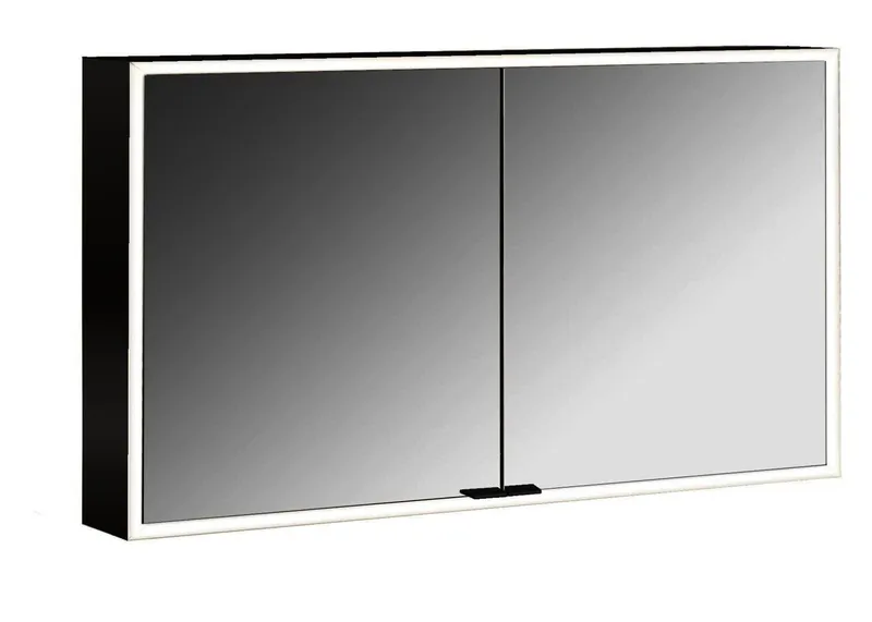 Emco Lichtspiegelschrank prime 13384 Aufputz, 2trg. 1200 mm schw