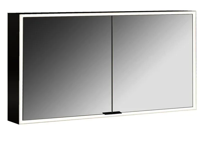 Emco Lichtspiegelschrank prime 13385 Aufputz, 2trg. 1300 mm schw