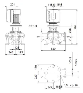 GRUNDFOS Elektr. ger. Trockenläuferpumpe TPE 150-155/4 S-A-F-A-BQQE-NWA – Bild 2